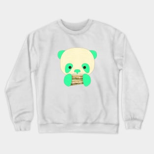 cute cyan panda eat sandwich Crewneck Sweatshirt